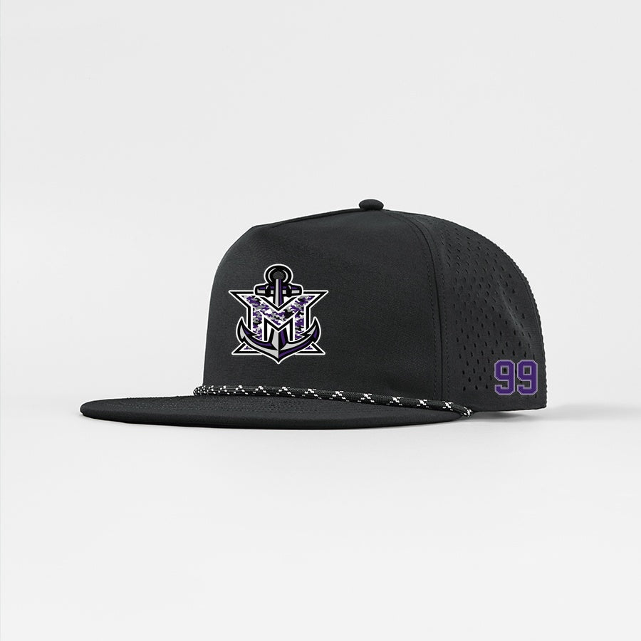 MVYH Blank Water Repellent 5 Panel Snapback Golf Hats with Rope - MV Camo - Silver/Purple