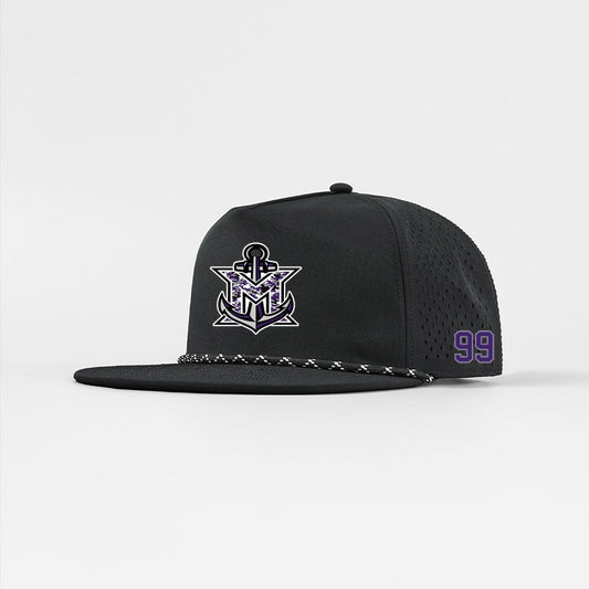 MVYH Blank Water Repellent 5 Panel Snapback Golf Hats with Rope - MV Camo - Silver/Purple
