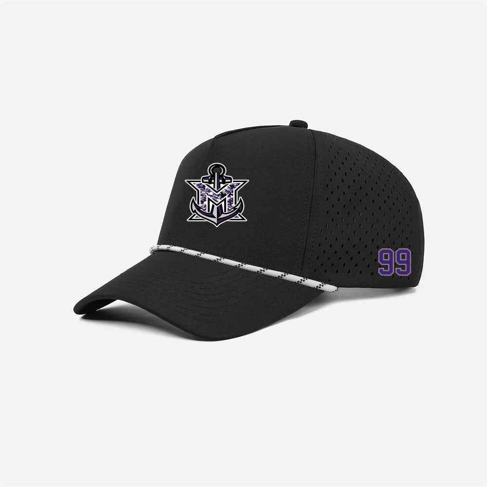 MVYH Blank & Custom 5 Panel Laser Performance Golf Rope Hat - MV Camo - Silver/Purple