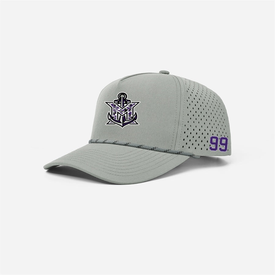 MVYH Blank & Custom 5 Panel Laser Performance Golf Rope Hat - MV Camo - Silver/Purple