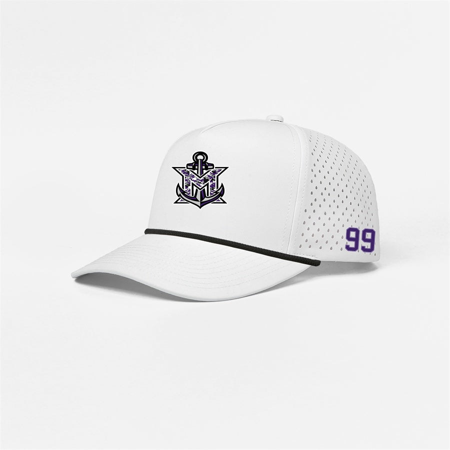 MVYH Blank & Custom 5 Panel Laser Performance Golf Rope Hat - MV Camo - Silver/Purple