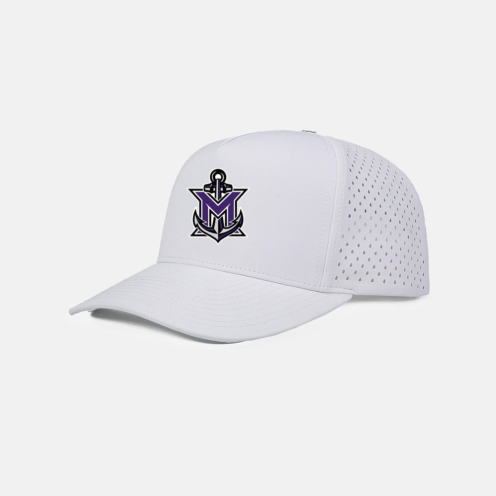 MVYH Blank Laser Perforated 5 Panel Performance Snapback Golf Hat - MV Main Logo
