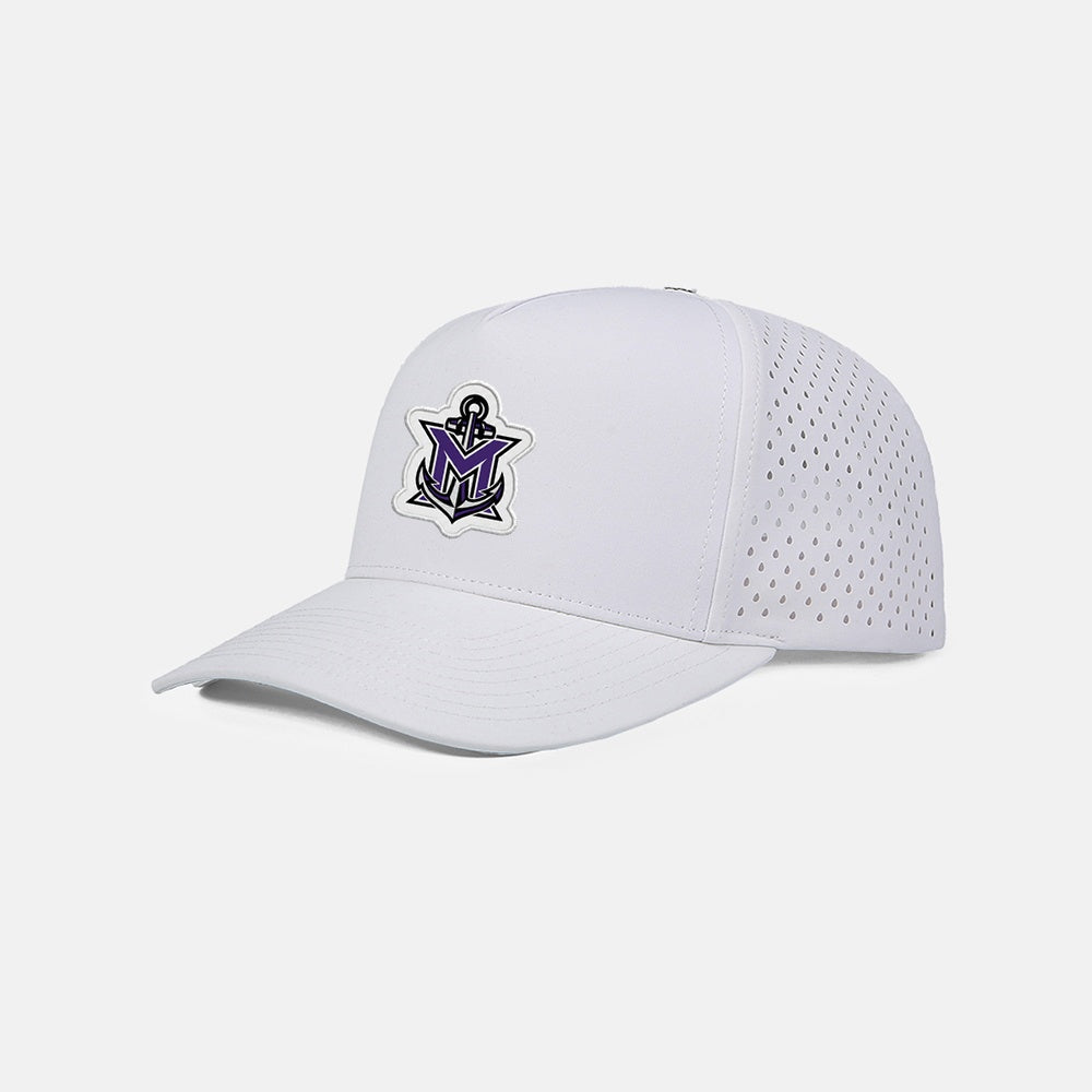MVYH Blank Laser Perforated 5 Panel Performance Snapback Golf Hat - MV Main Logo Patch