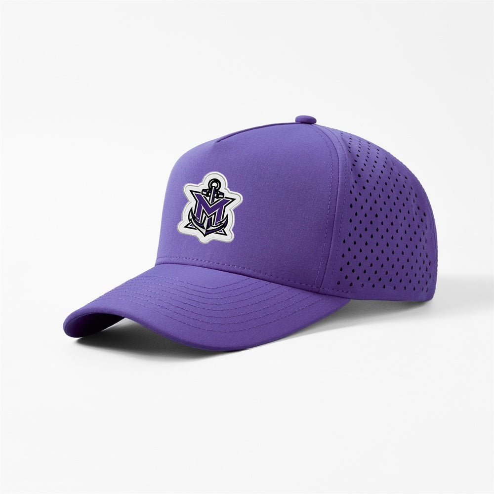 MVYH Blank Laser Perforated 5 Panel Performance Snapback Golf Hat - MV Main Logo Patch
