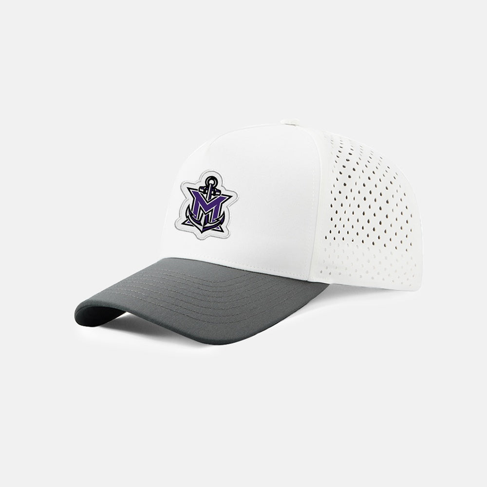 MVYH Blank Laser Perforated 5 Panel Performance Snapback Golf Hat - MV Main Logo Patch