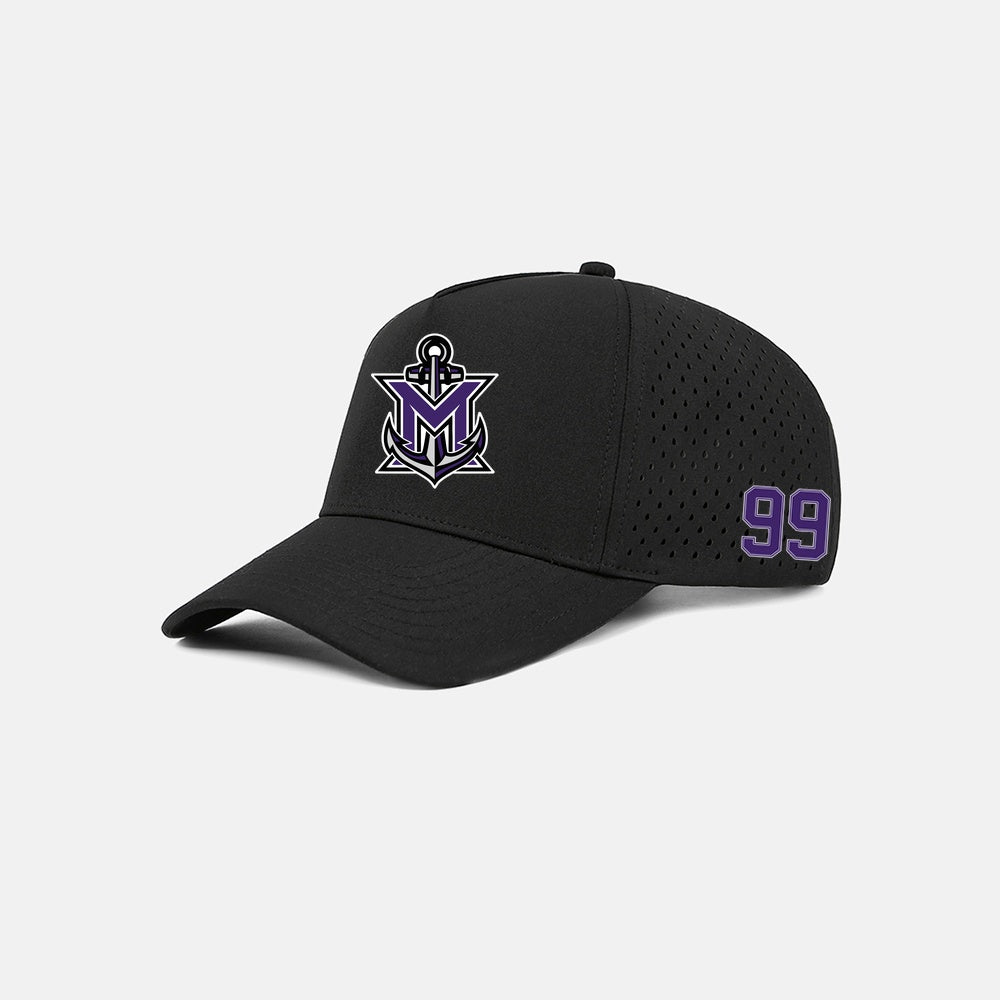 MVYH Blank Laser Perforated 5 Panel Performance Snapback Golf Hat - MV Main Logo