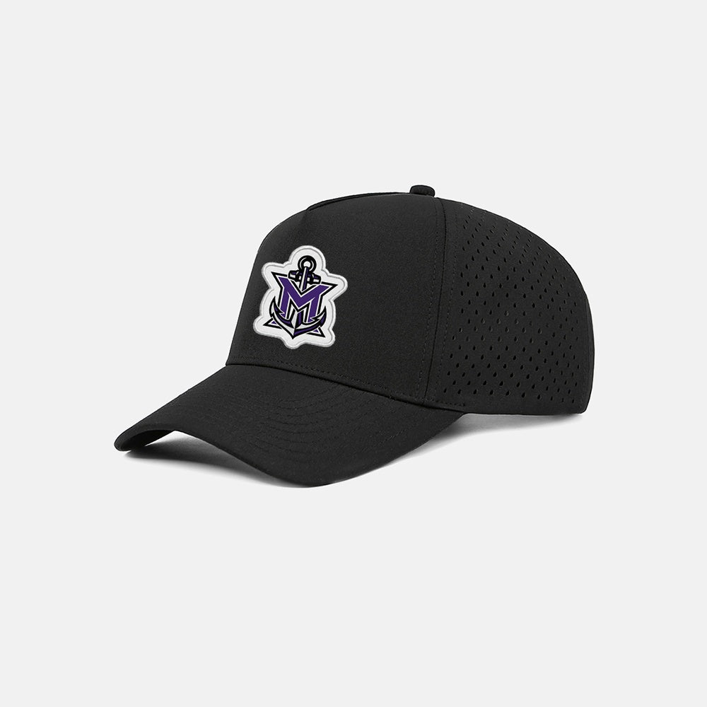 MVYH Blank Laser Perforated 5 Panel Performance Snapback Golf Hat - MV Main Logo Patch
