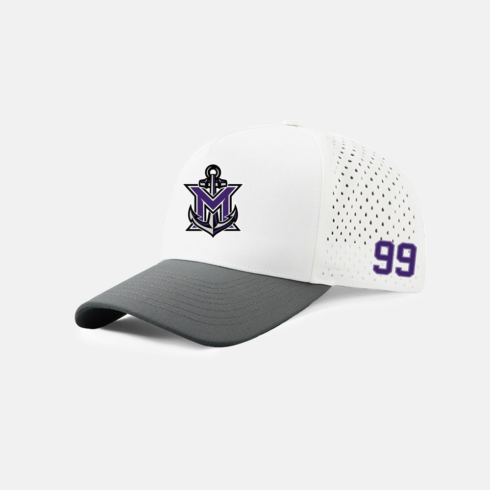 MVYH Blank Laser Perforated 5 Panel Performance Snapback Golf Hat - MV Main Logo