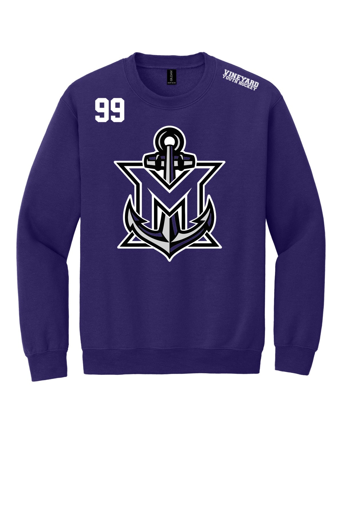 MVYH Gildan® Heavy Blend Crewneck Sweatshirt.  18000 - MV Main Logo on Purple