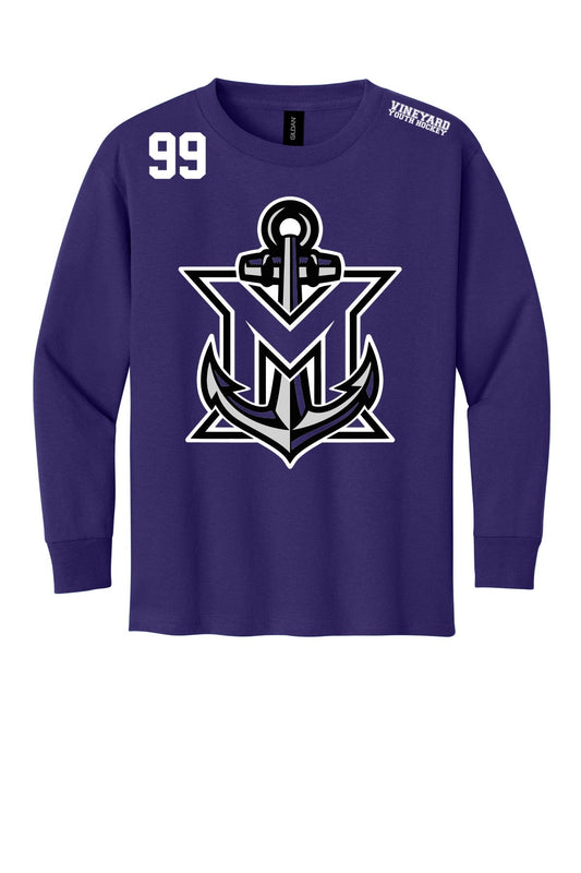 MVYH Gildan® - Heavy Cotton 100% Cotton Long Sleeve T-Shirt.  5400 - MV Main Logo on Purple