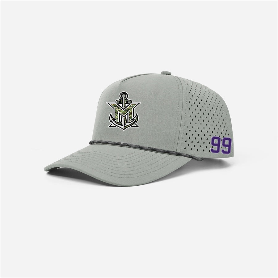 MVYH Blank & Custom 5 Panel Laser Performance Golf Rope Hat - MV Camo - Silver/Purple