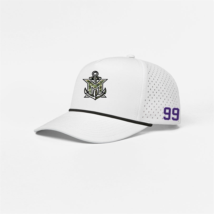 MVYH Blank & Custom 5 Panel Laser Performance Golf Rope Hat - MV Camo - Silver/Purple